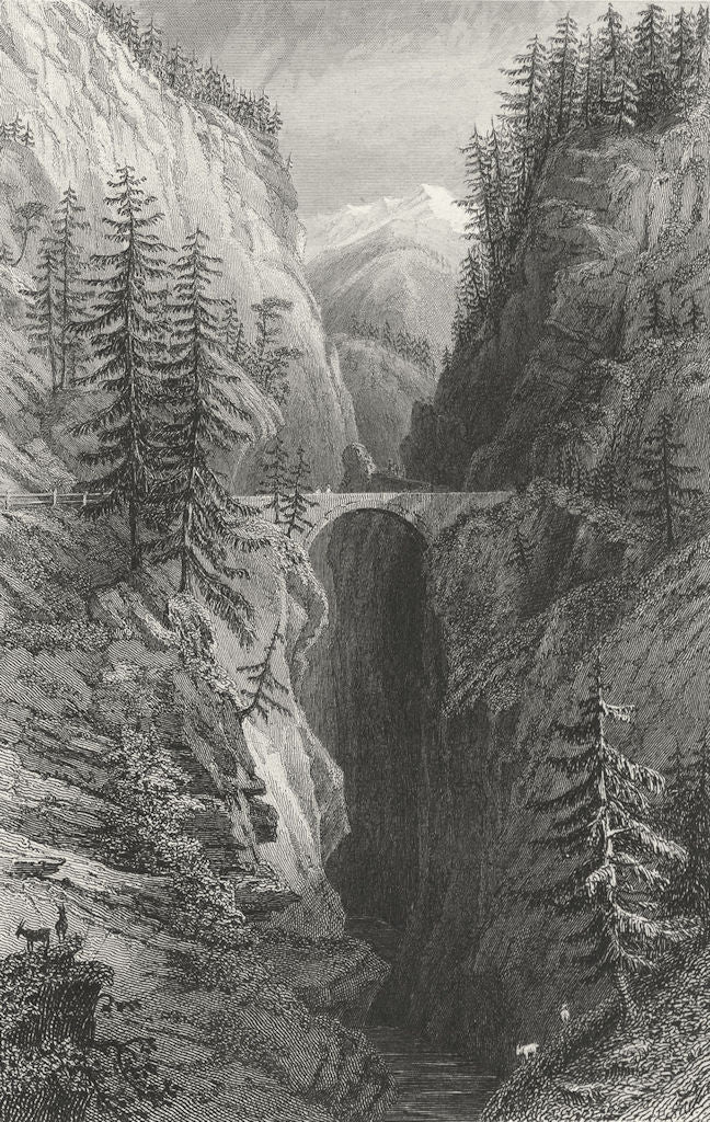 VIA MALA. Middle bridge. Germany. Tombleson 1830 old antique print picture